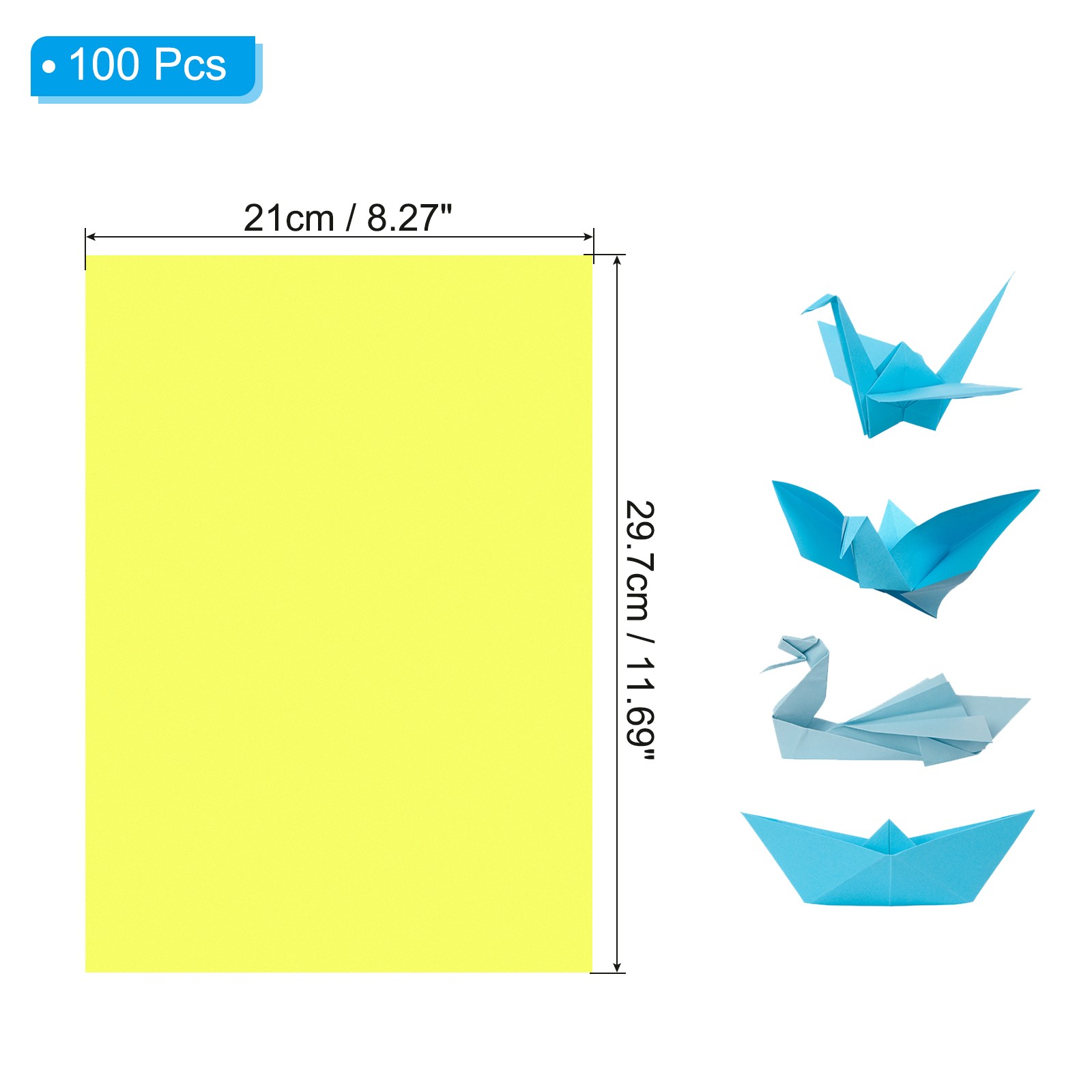 Yellow Fluorescent Copy Paper, 100 Sheets A4 11.7×8.3″ 70gsm for Office