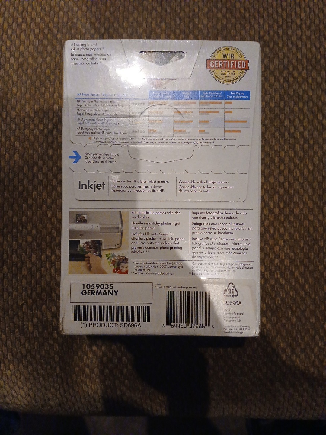HP Advanced Photo Paper 4” x 6″ Glossy 10.5 Mil 200 Sheets 2007 Unopened 2 Packs