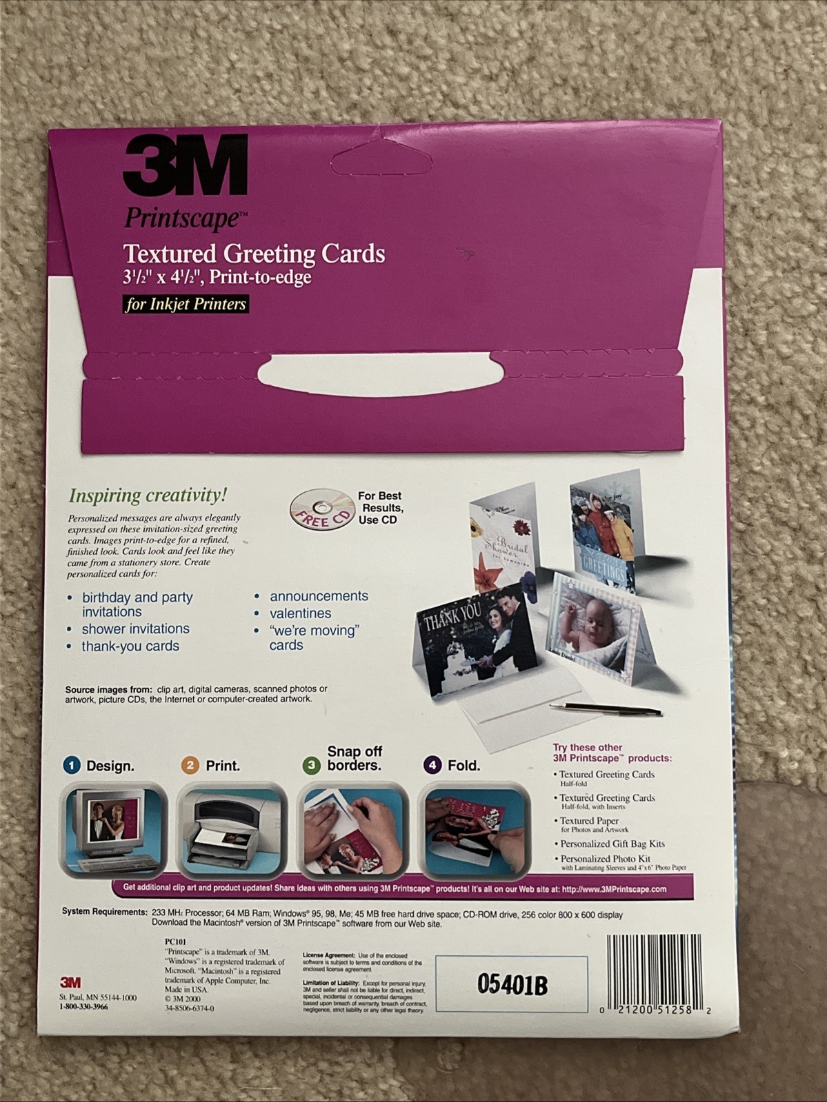 UNOPENED!-3M Printscape Textured Greeting Cards Print to Edge for Inkjet Printer