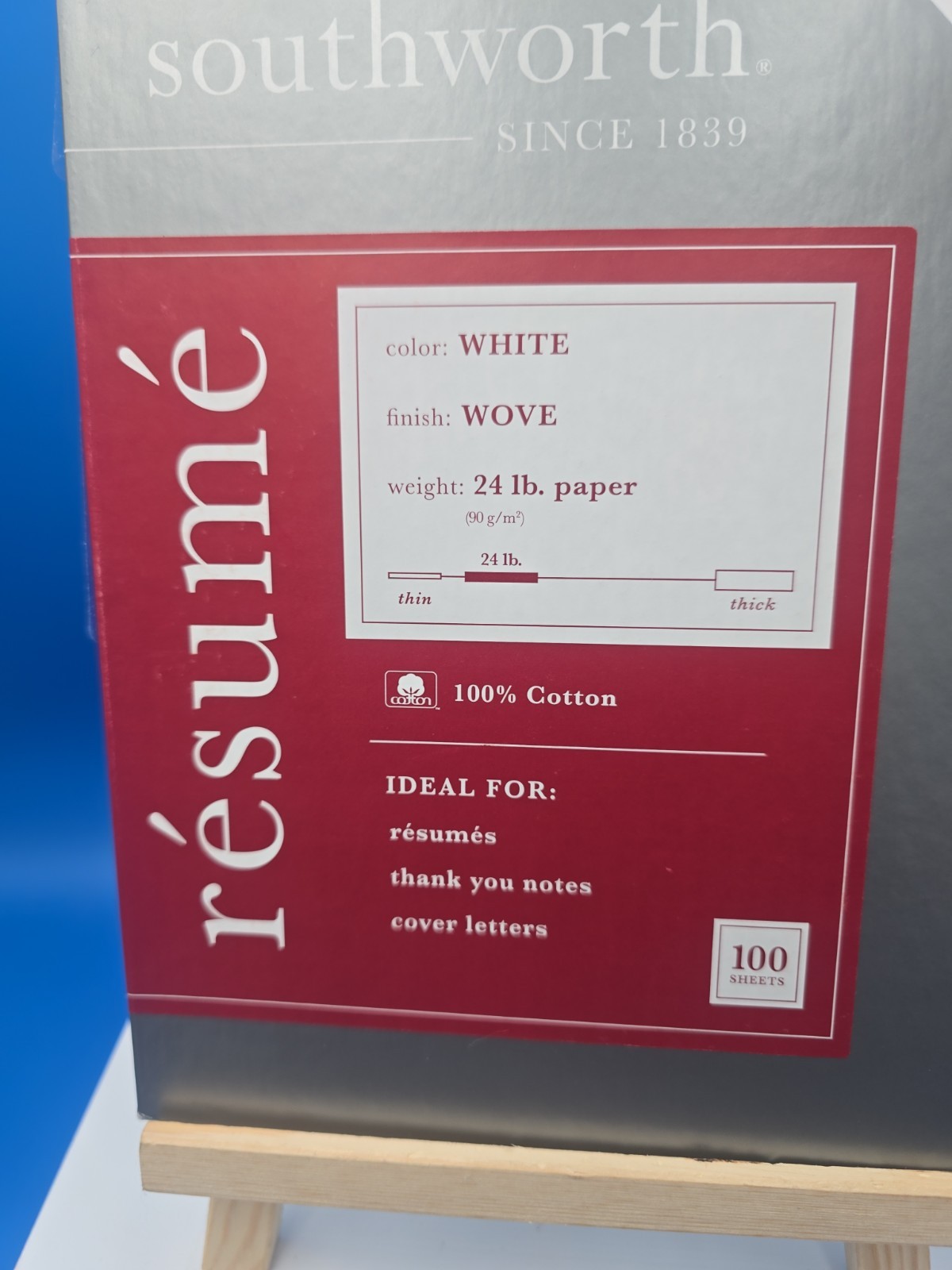 SOUTHWORTH 100 SHEETS 8.5×11 WHITE RESUME BOND PAPER 100%COTTON INKJET LASER USA