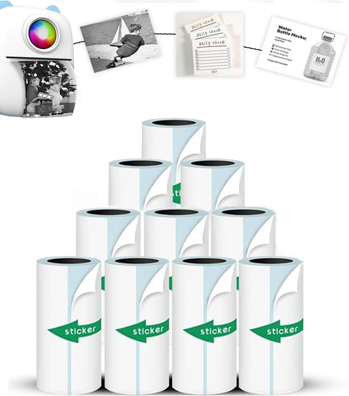 DIY Printable Sticker Paper – 10 Rolls, 57x25mm for Mini Printers & Kids Cameras