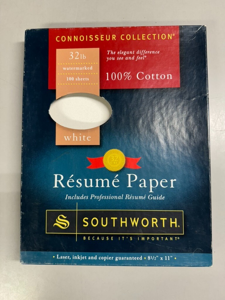 Set of 2 – Southworth Connoisseur Collection Resume Paper White – 48 + 16 Sheets