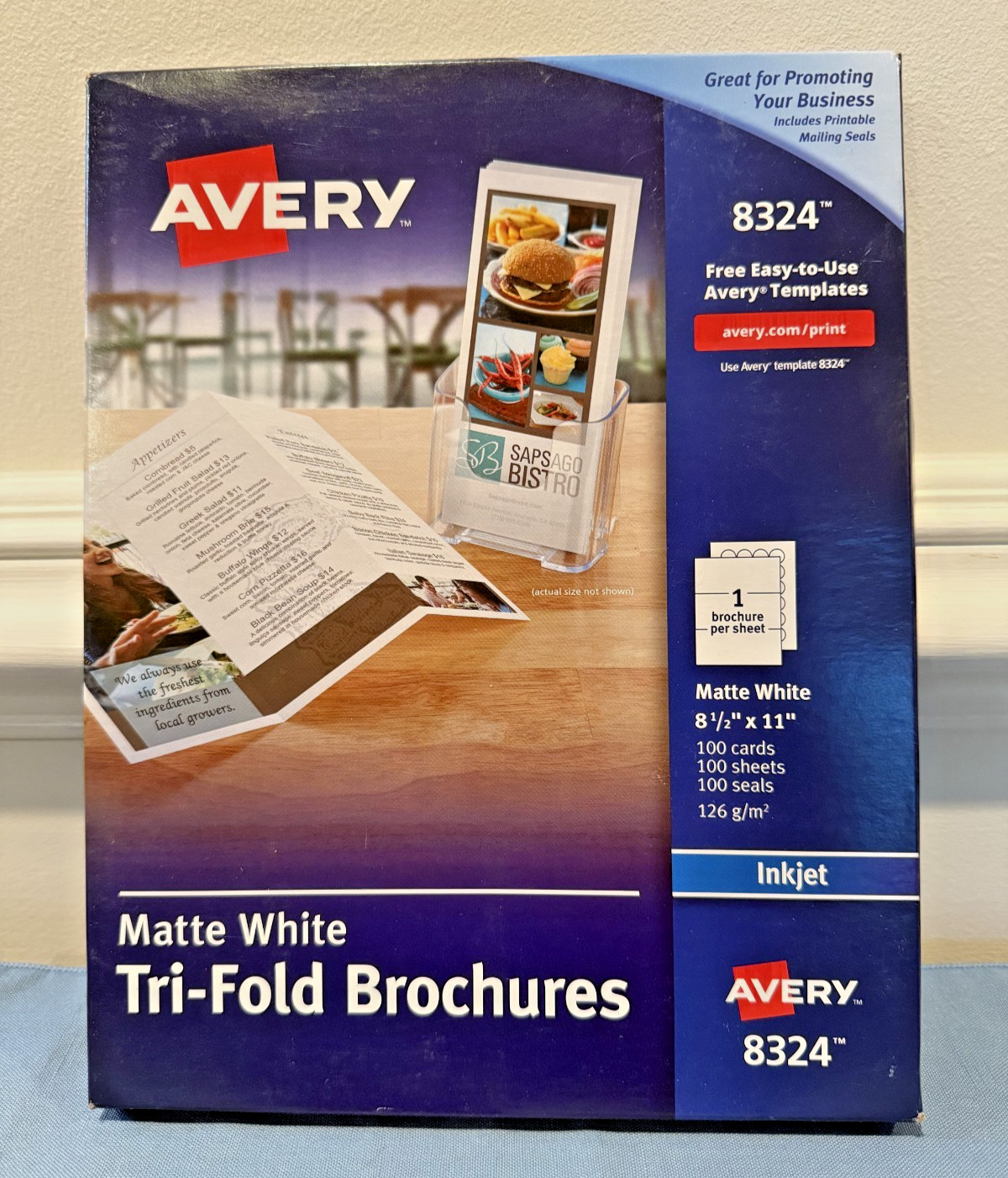 Avery Tri-Fold Brochures 92 Bright 85 lb 8.5 x 11 Matte White 100/Pack-Brand New