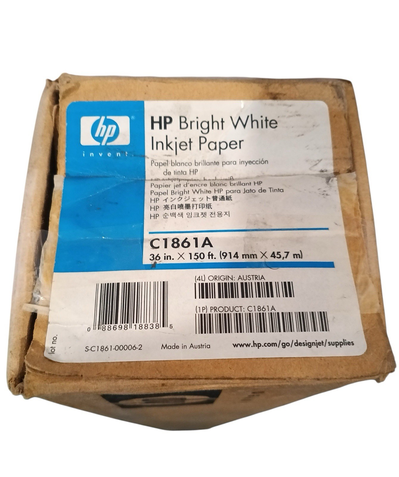 HP Bright White Inkjet Paper 36 in x 150 ft C1861A Inkjet White