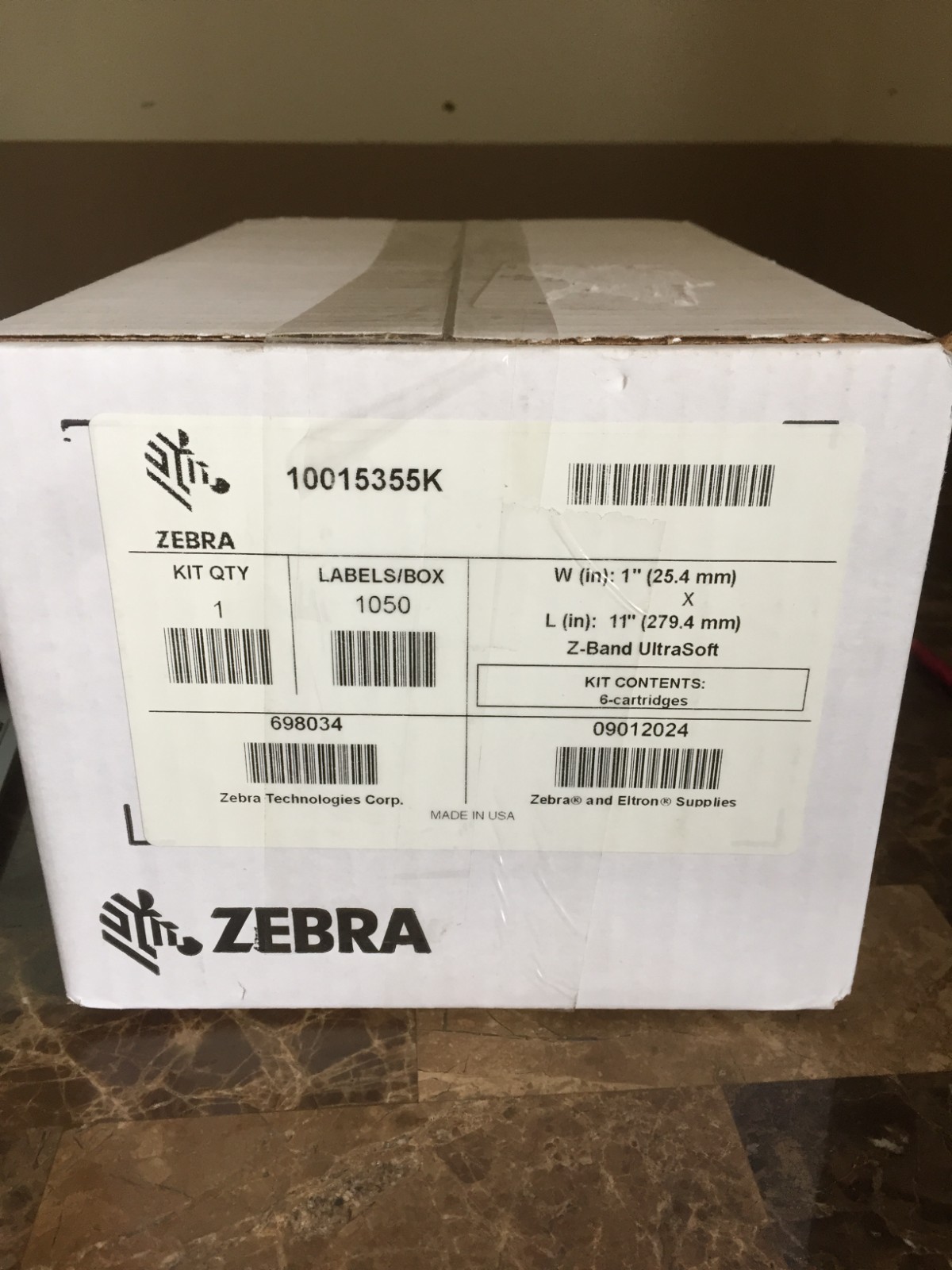 5 Pk Zebra 10015355K 1″×11″ Adult Z-Band UltraSoft Wristband Cartridge White