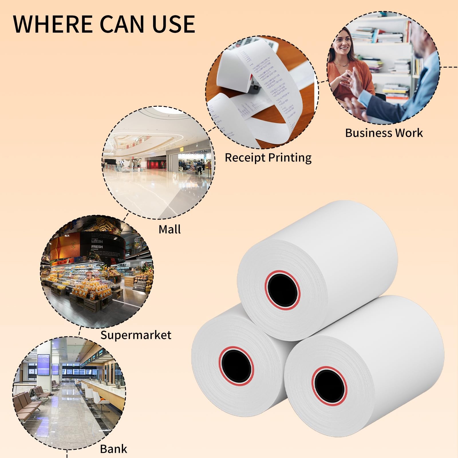 Tapsin 2 – 1/4” X 50′ Thermal Receipt Paper – Credit Card Rolls – Cash