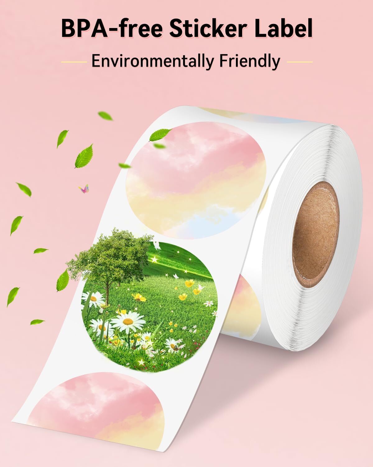 Phomemo 2″ Direct Thermal Printer Label Self-Adhesive Round Sticker Address Tag