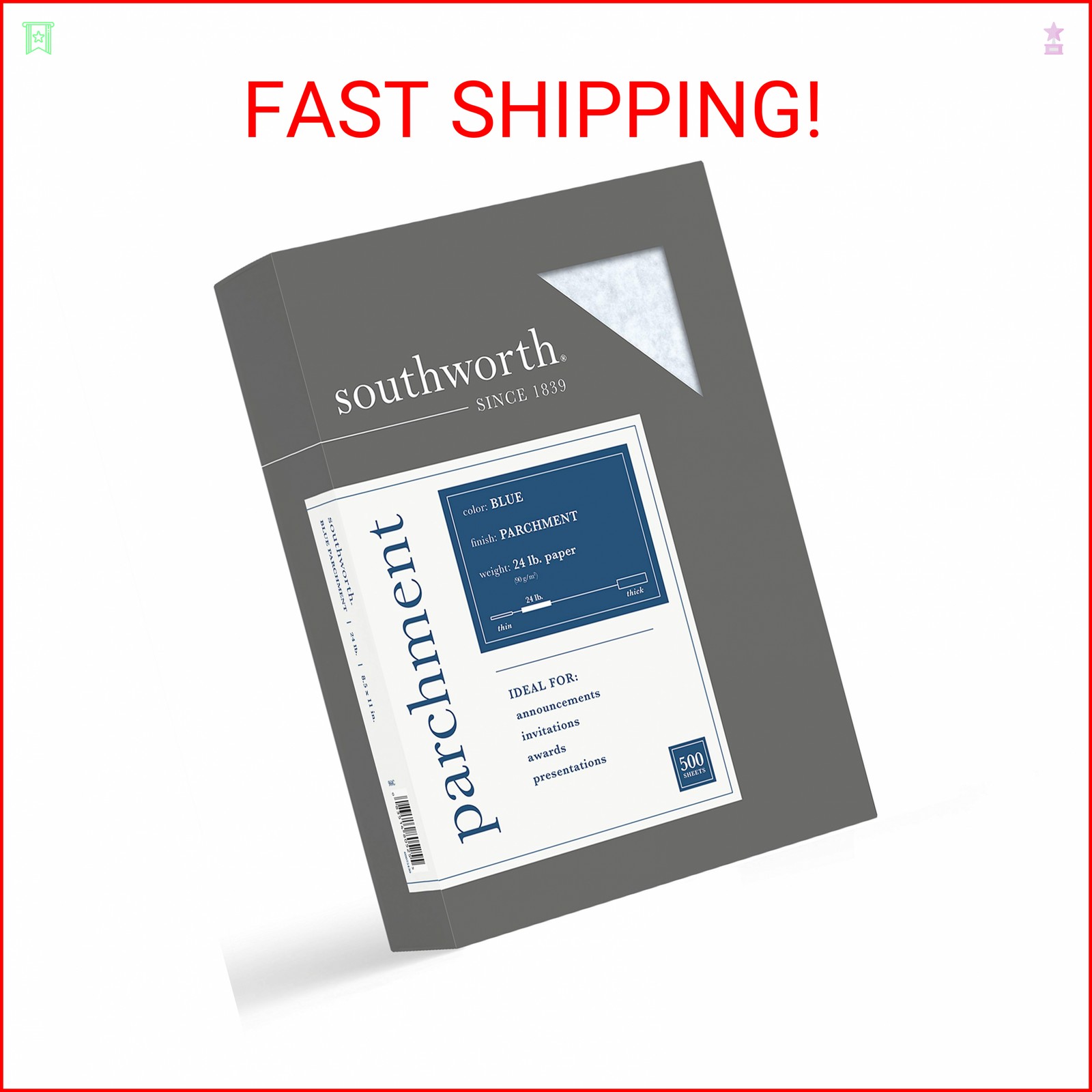 Southworth 8.5-inch x 11-inch Specialty Paper, 24 lbs., 100 Brightness, 500/Box