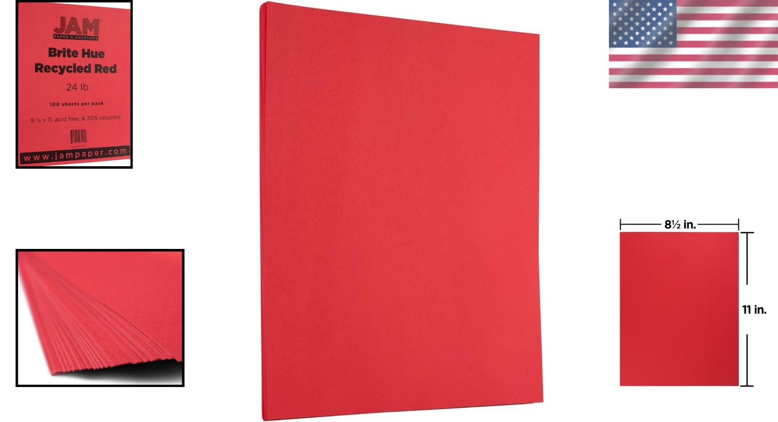 Vibrant Red 24lb Smooth-Free Paper – 8.5 x 11 – 100 Sheets for Creative Use