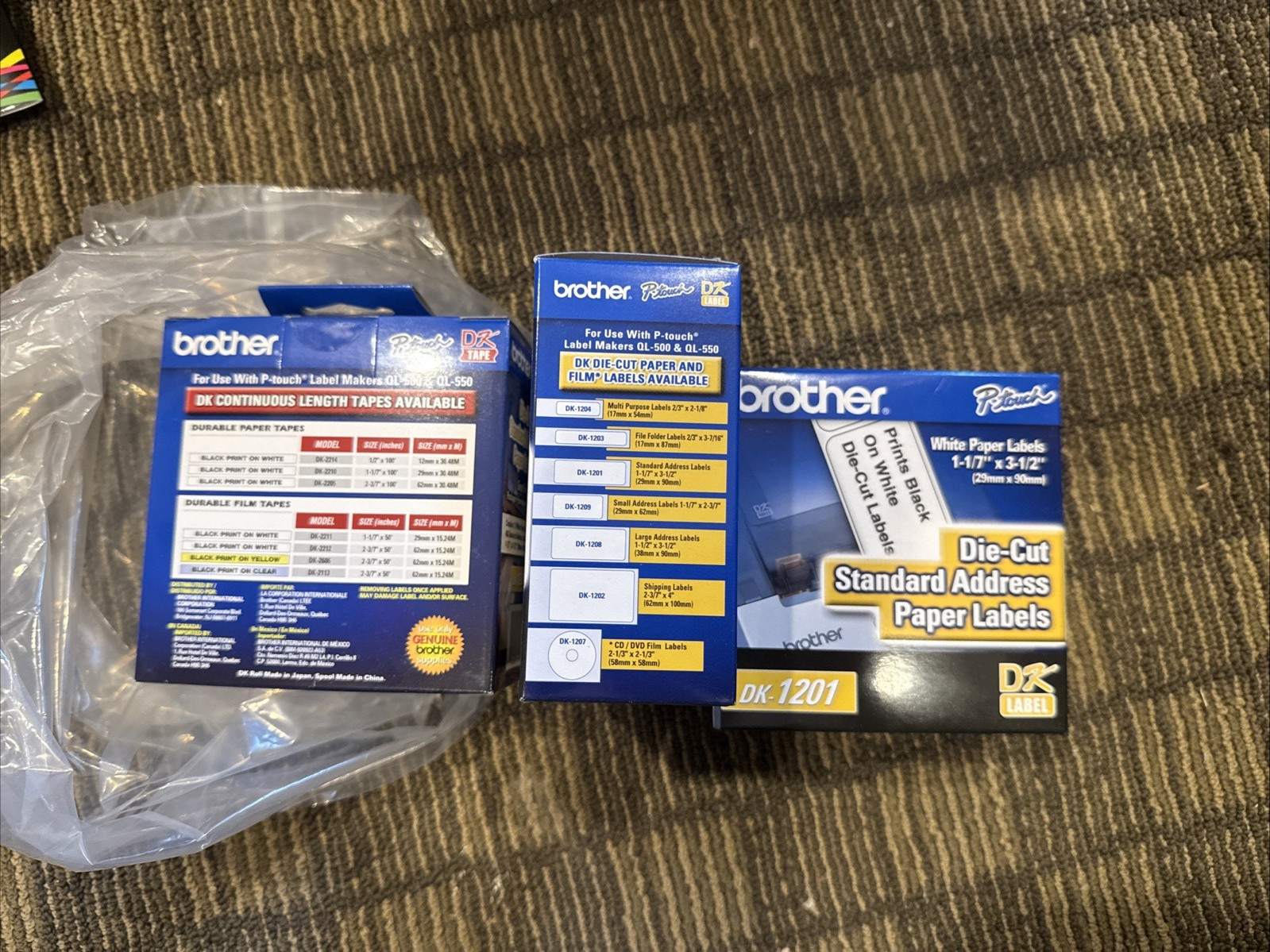Original Brother DK-1201 3 Rolls (400) Address Labels P-Touch: QL-1050 QL-500