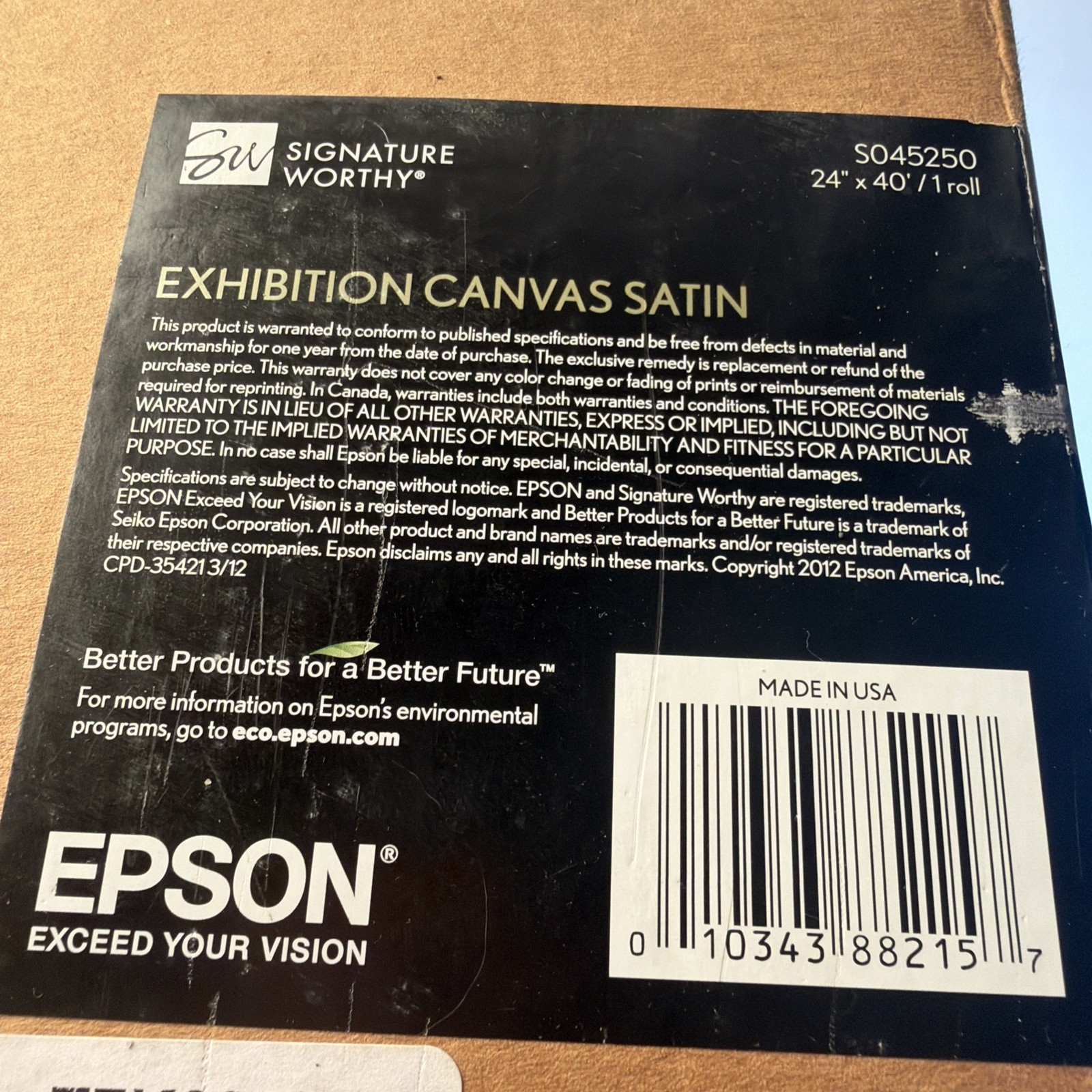 Epson Exhibition Canvas Satin 24 in. x 40 ft. Roll S045250