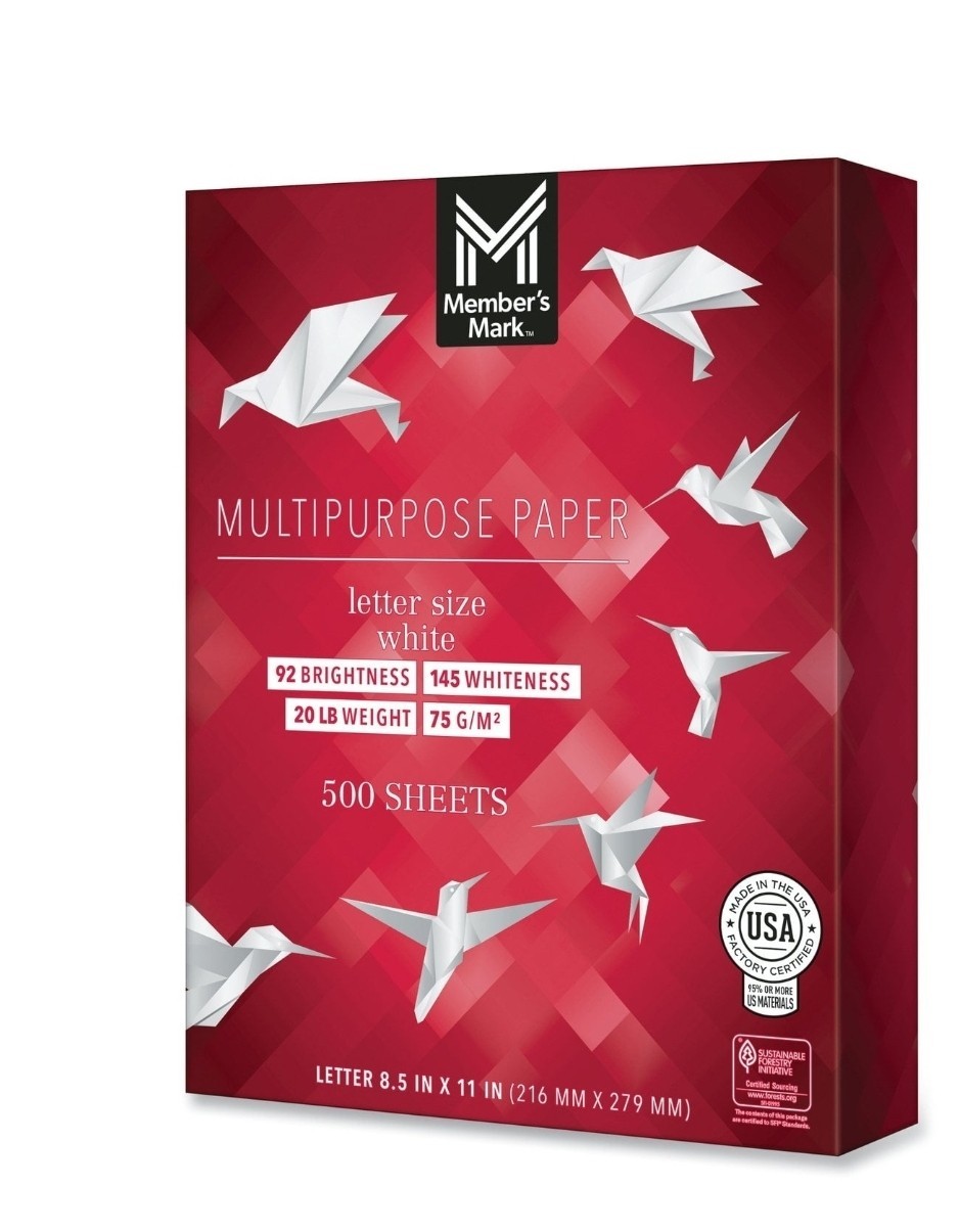 Member’s Mark Multipurpose Copy Paper Printer 10Reams = 4000 Cts White 8.5″x11″