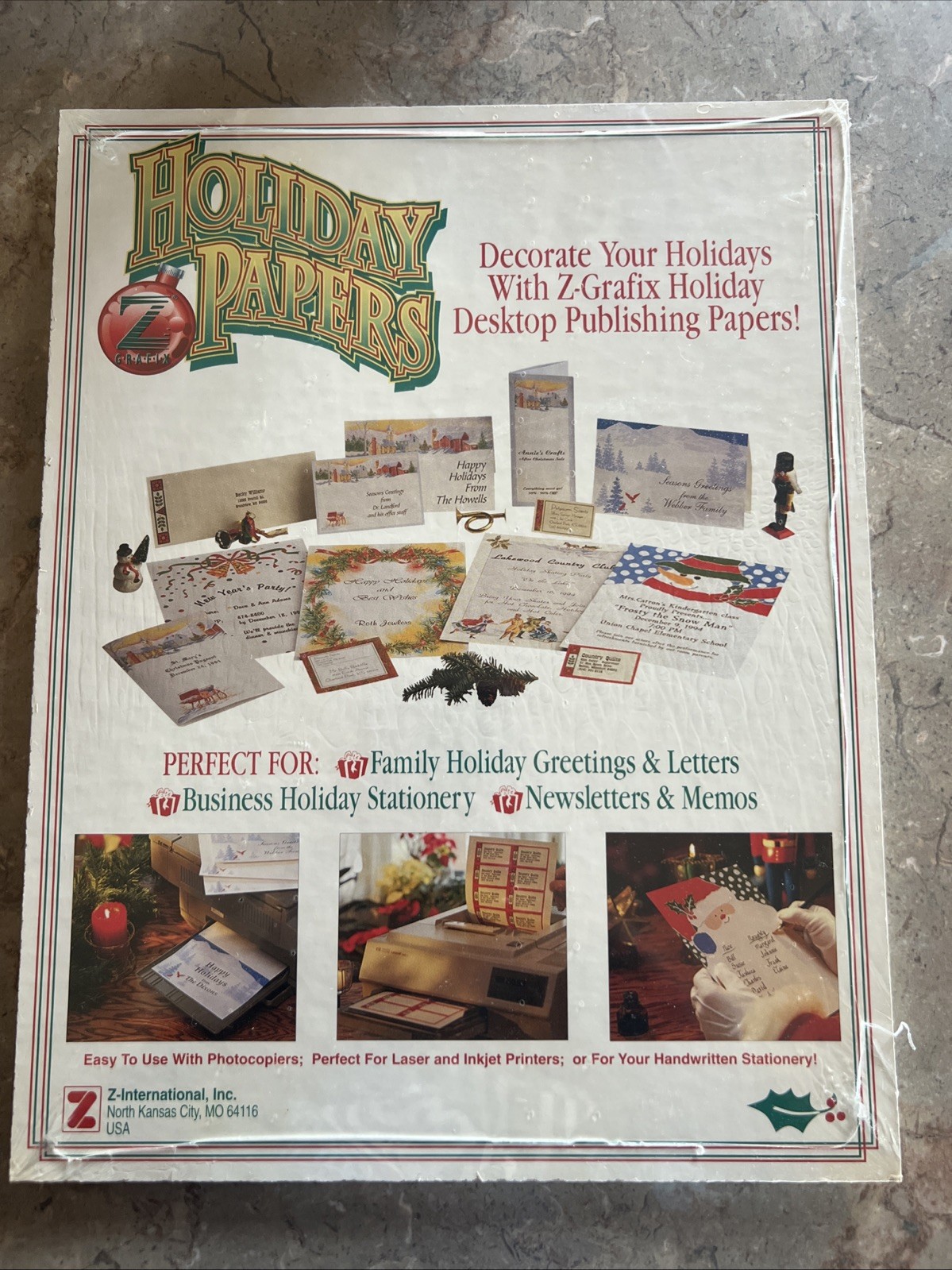 Vintage Z GRAFIX~100 Sheets of 8.5″x11″ HOLIDAY PAPERS for LASER & INJET