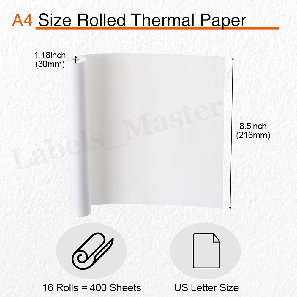 16 Rolls A4 Thermal Printer Paper 8.5″x11″ for M08F M832 M834 Phomemo Printer US