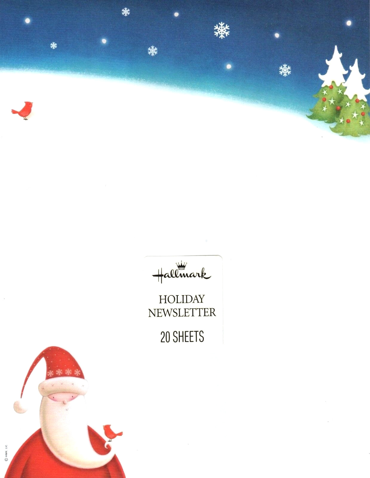 Santa Snowflakes Red Cardinal Hallmark Computer Letter Paper – 25 Sheets