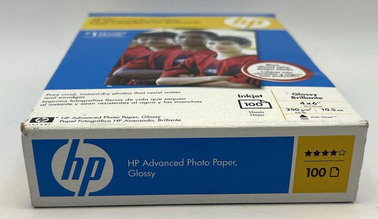 HP Advanced Photo Paper Glossy Borderless 4 x 6″ 11.5 mil 100-Sheets Inkjet