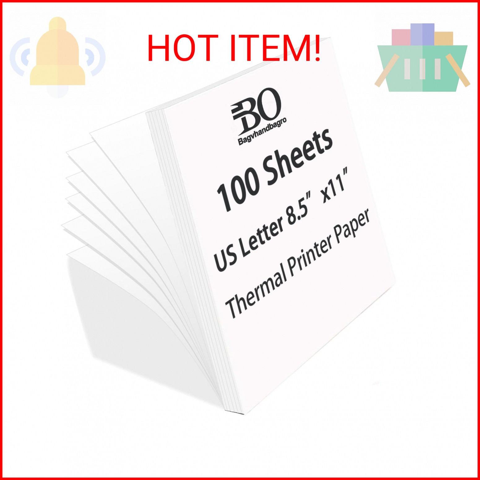 100 Sheets Thermal Printer Paper, 8.5”×11” US Letter Size, Advanced Printing P