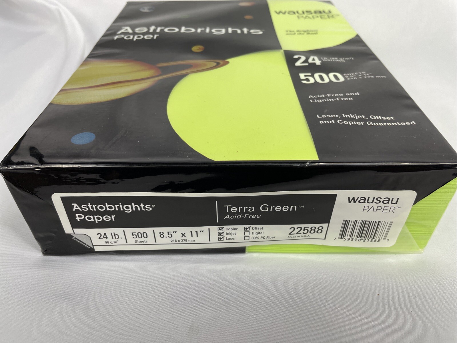 Astrobrights Premium Color Paper, 8-1/2 x 11 Inches, 24 Pound, Terra Green, 500