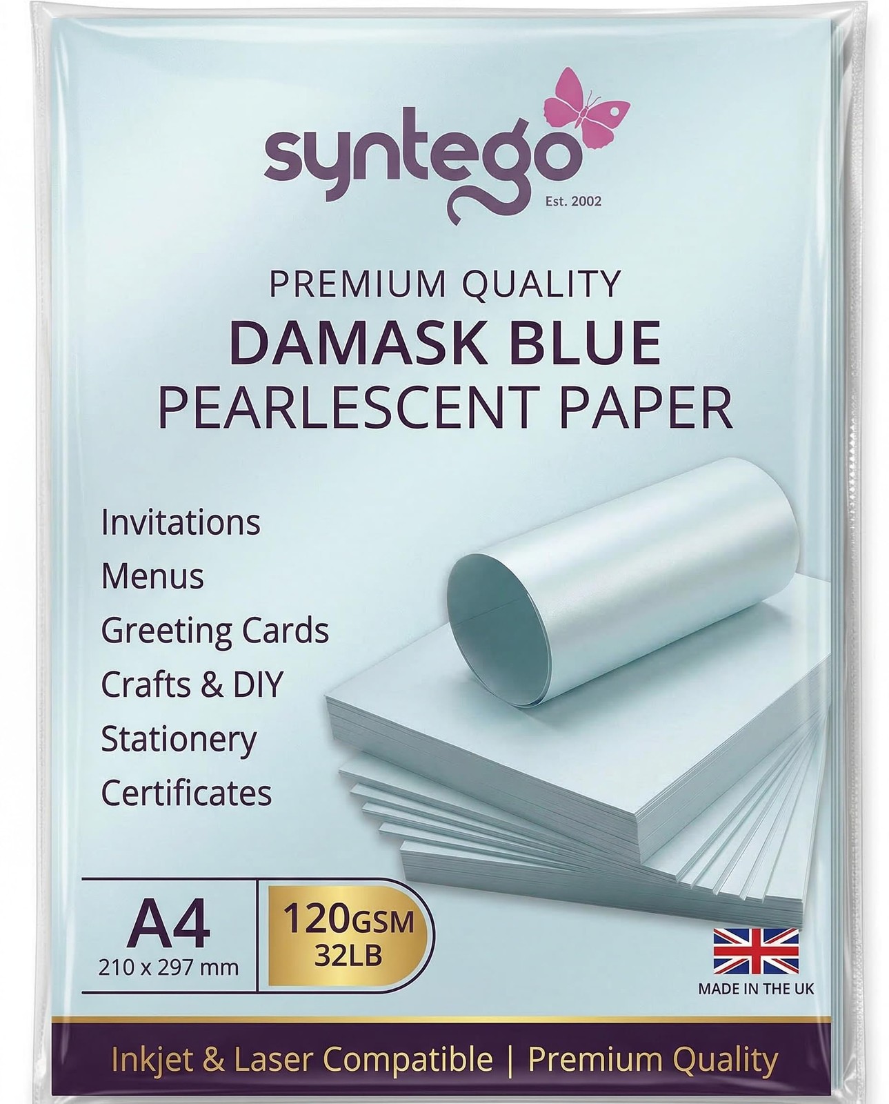 A4 Baby Blue Majestic Pearlescent Shimmer Paper Double Sided 120gsm Suitable …