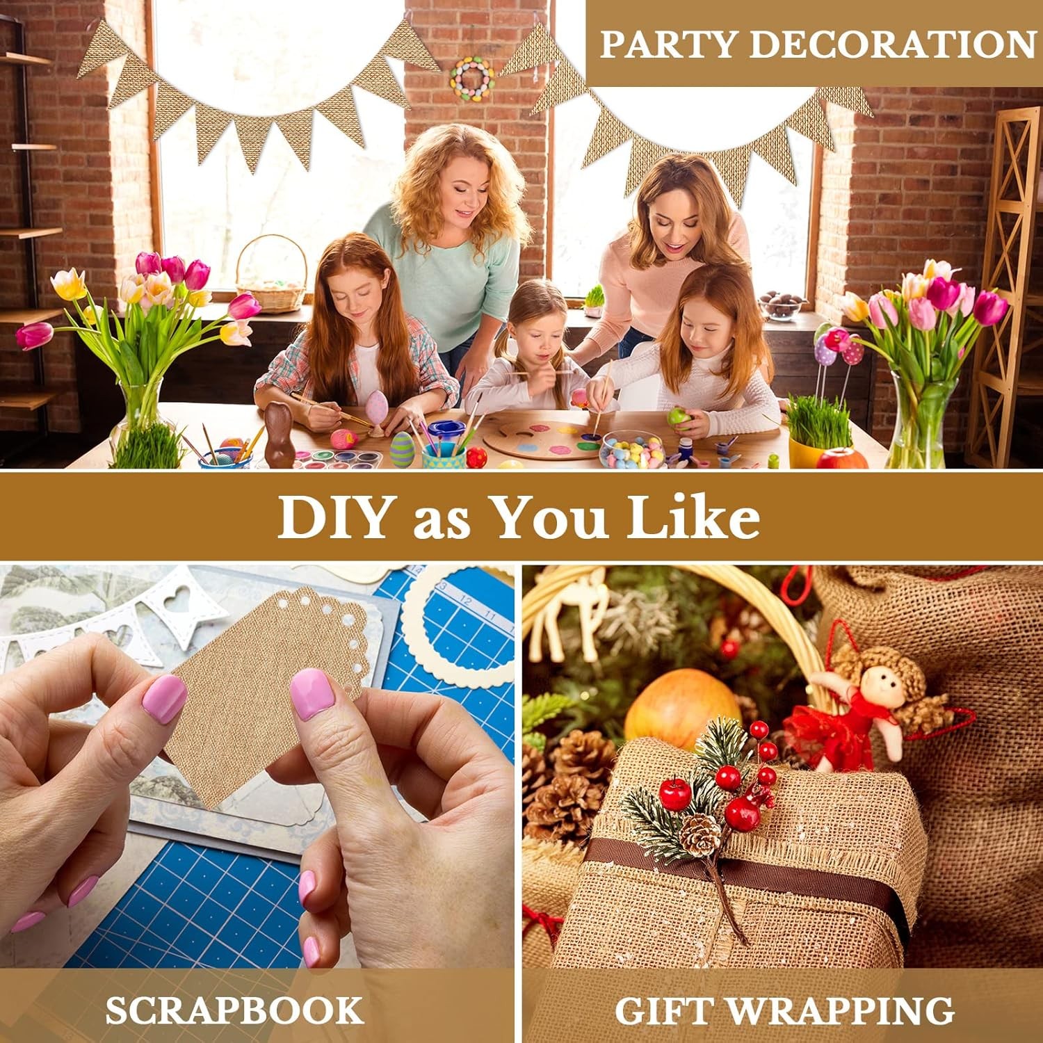 18 Sheets Printable Natural Burlap Paper Pad, 8.5 x 11 Inch Scrapbooking