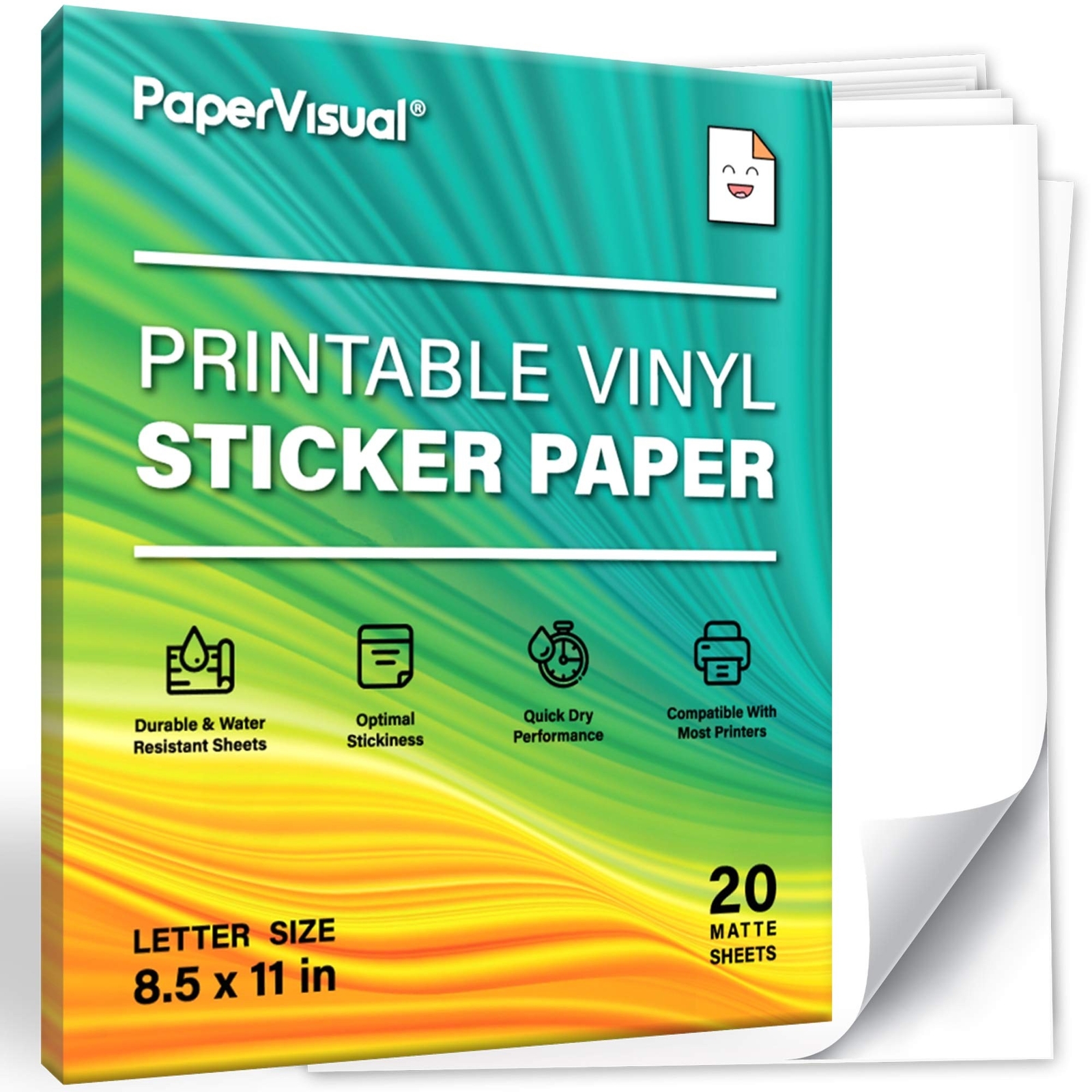 Printable Permanent Vinyl Paper – 20 Sticker Sheets For Printer – Matte White…