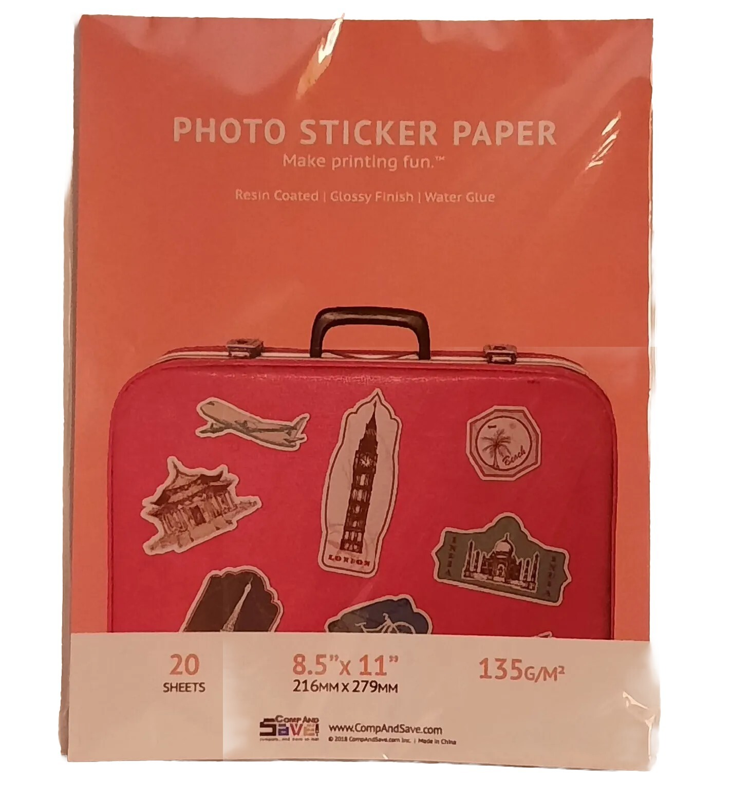 20 Sheets Glossy Sticker Paper for Inkjet Printer White Photo Paper CompAndSave