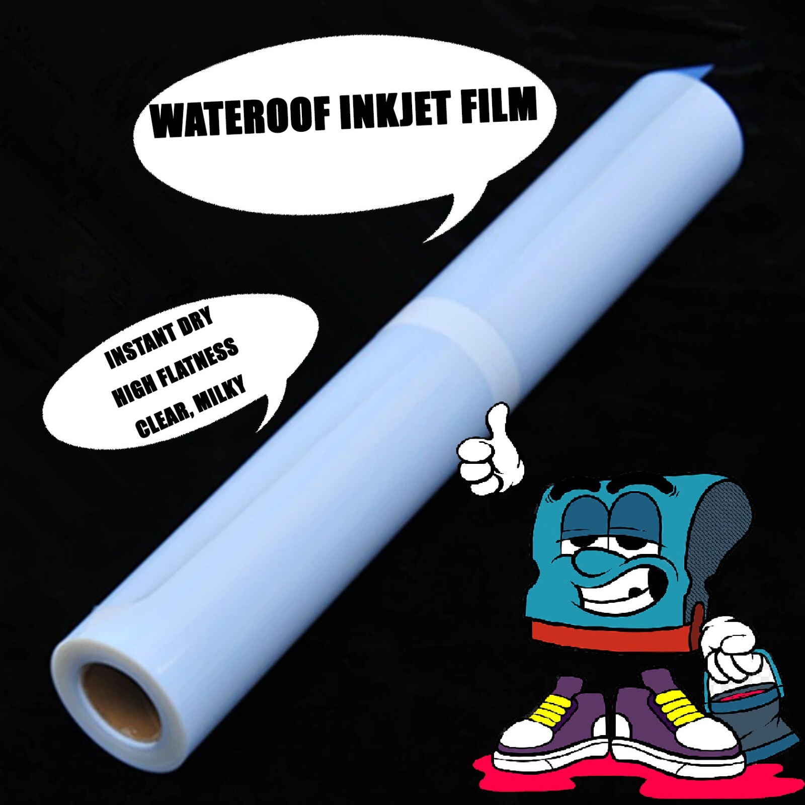 Waterproof Inkjet Instant-Dry Silk Screen Printing Transparency Film 30″x100ft