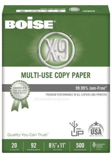Boise X-9 MultiUse Copy Paper Case Letter Size, 6000 Sheets, 12 REAMS 20lbs