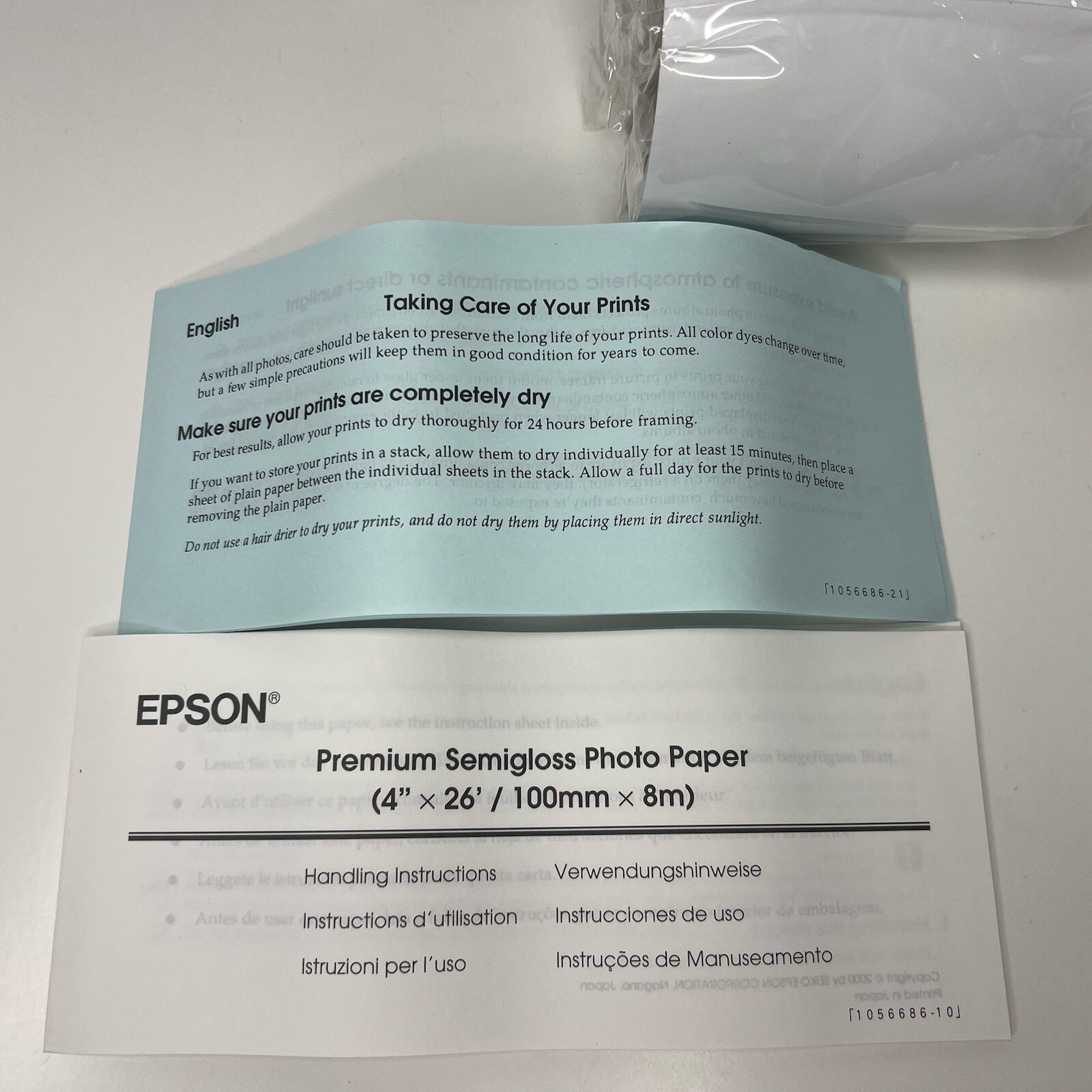 (2) Epson Premium Semi Gloss Photo Paper 4″ Roll 26’ S041329 NEW Read