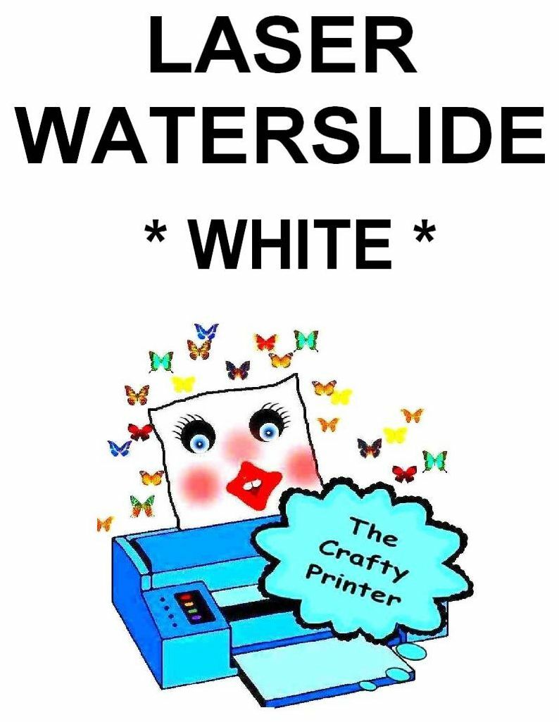 LASER Printer Water Slide Decal Paper – 2 Sheets – WHITE