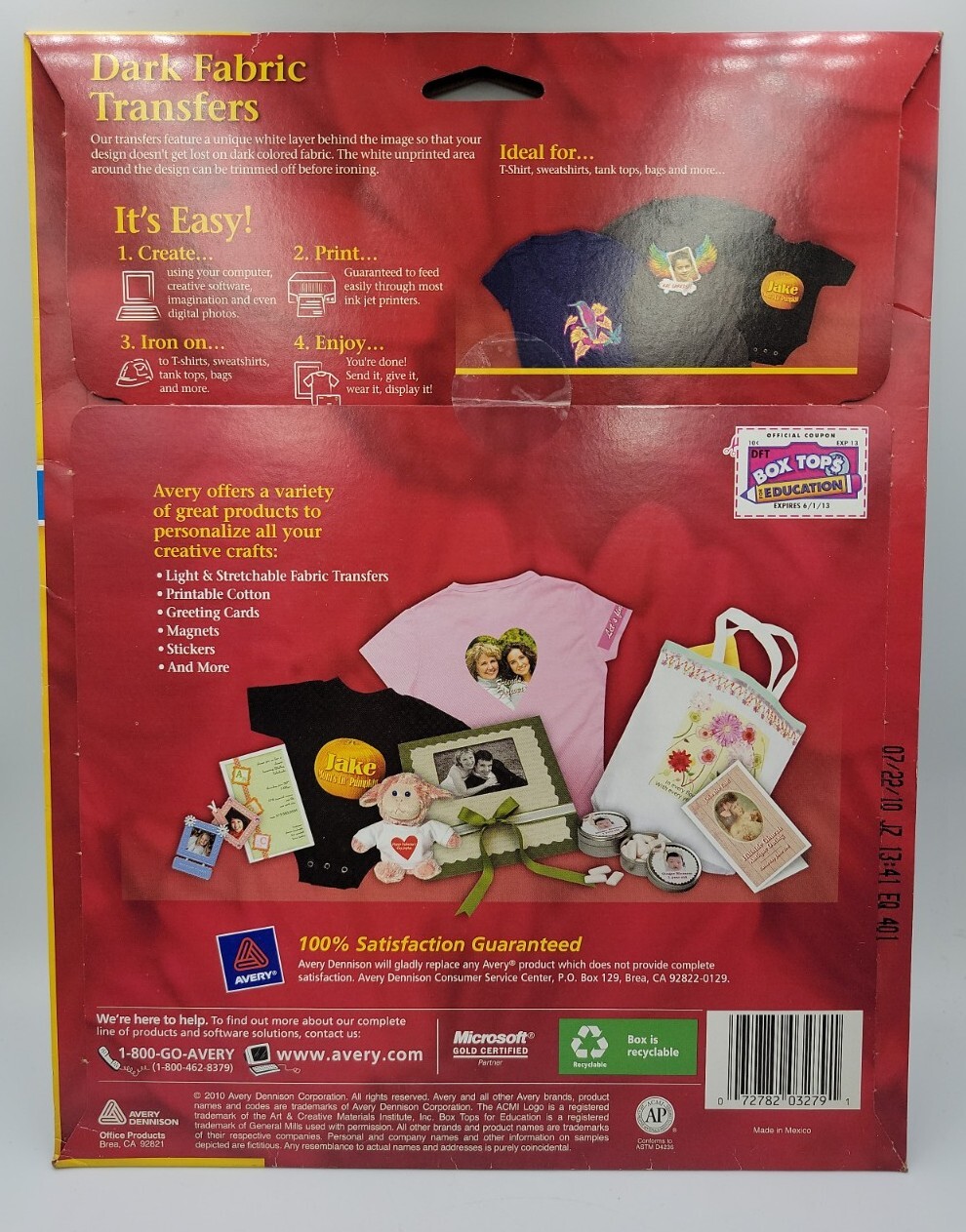Avery Personal Creations 3279 Ink Jet Dark Fabric Transfers. New