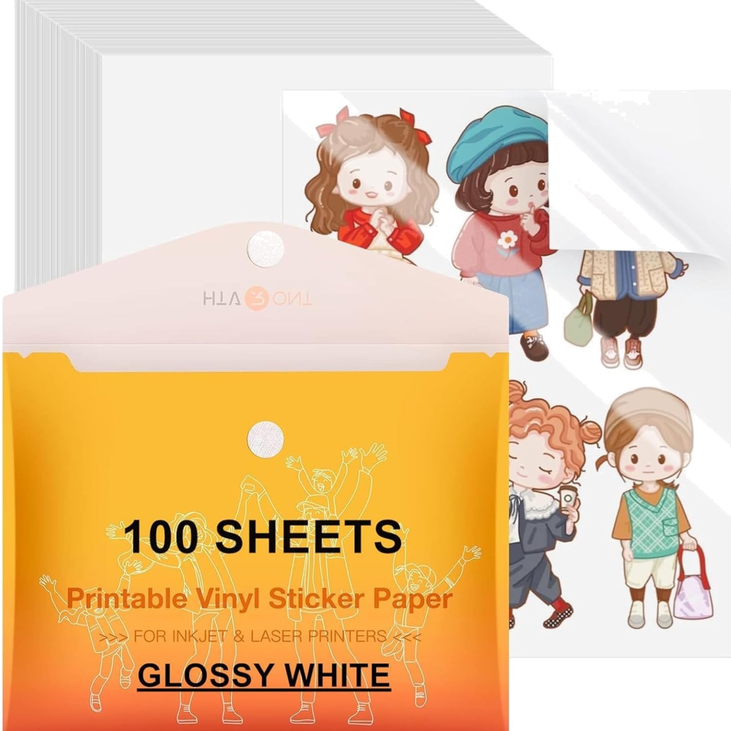 Printable Vinyl Sticker Paper, 100 Sheets Glossy Waterproof Sticker Paper For…