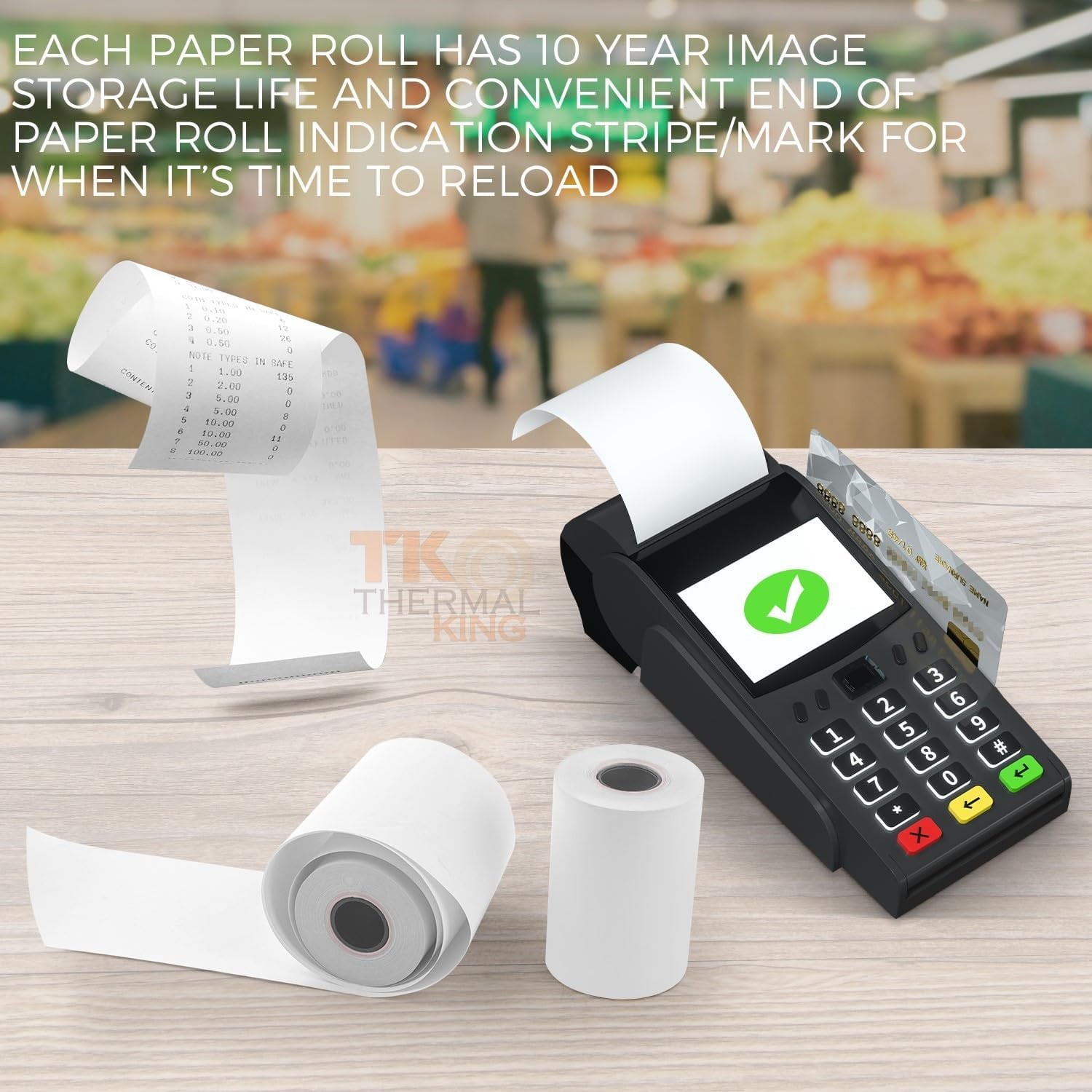 TK Thermal King, (50 Rolls) 2 1/4″ 50′ feet White Paper 2-1/4″ X 50′,