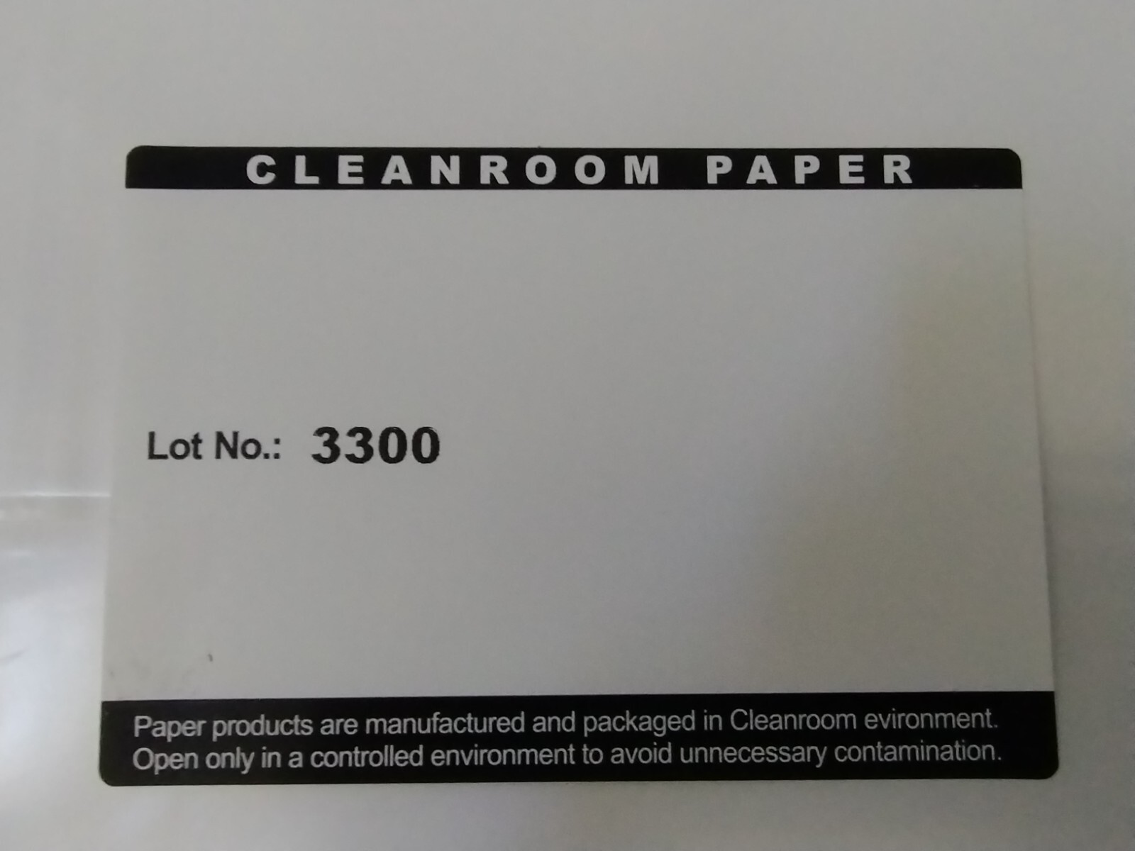 WHITE color Clean Room paper NEW – 250 sheets sealed