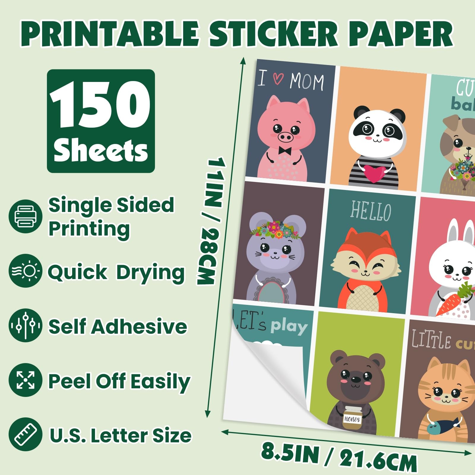 150 Sheets Matte Sticker Paper, 8.5in x 11in Sticker Paper for Inkjet & Laser…
