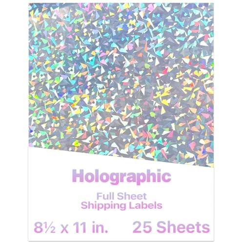 25 Sheets Holographic Sticker Paper, Diamond 8.5″ x 11″ Holographic- Glass