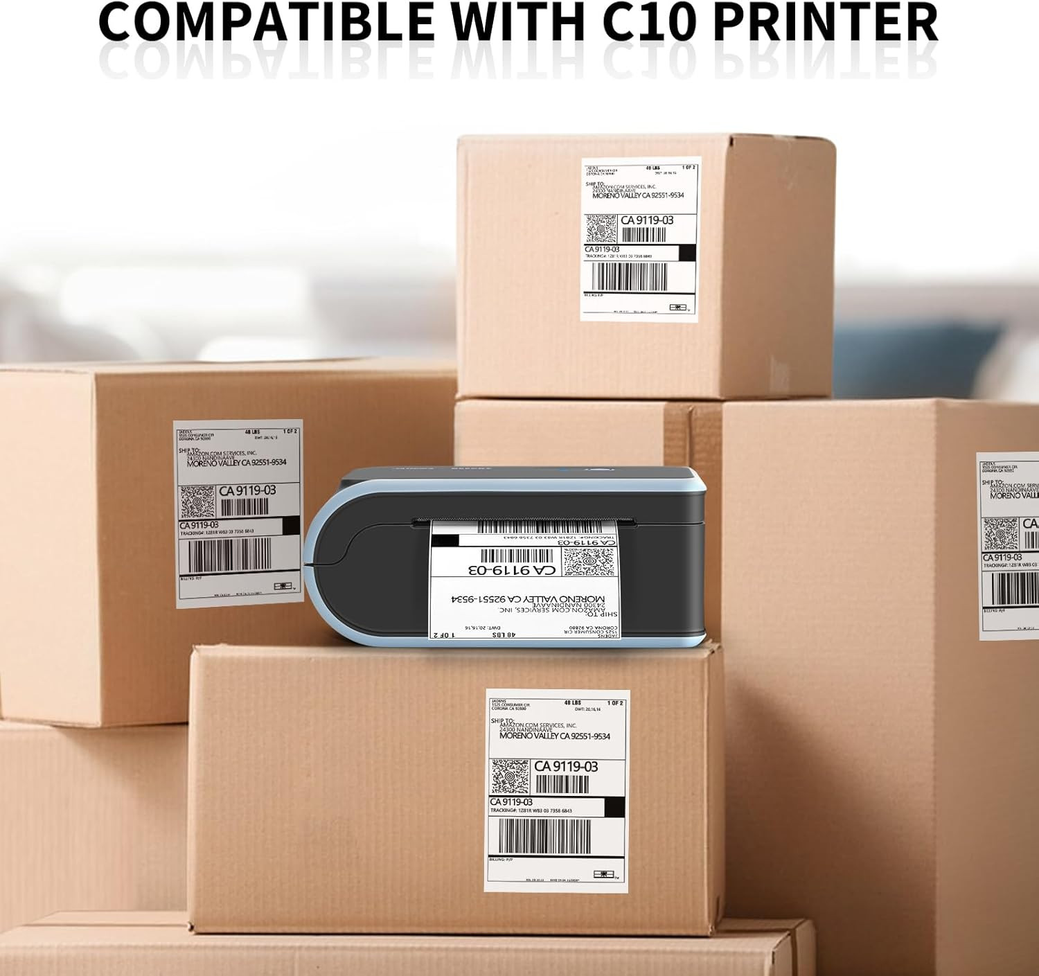 2 Rolls Thermal Label Paper, 4×6” Compatible with C10
