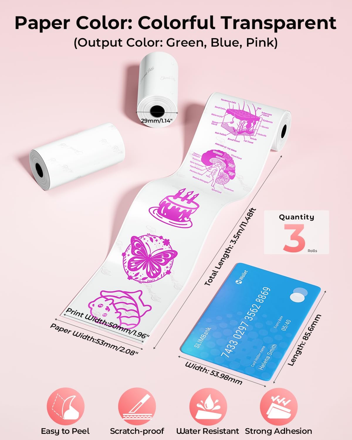 T02 Color Sticker Paper – Colorful Transparent Sticky Paper Refill Compatible…