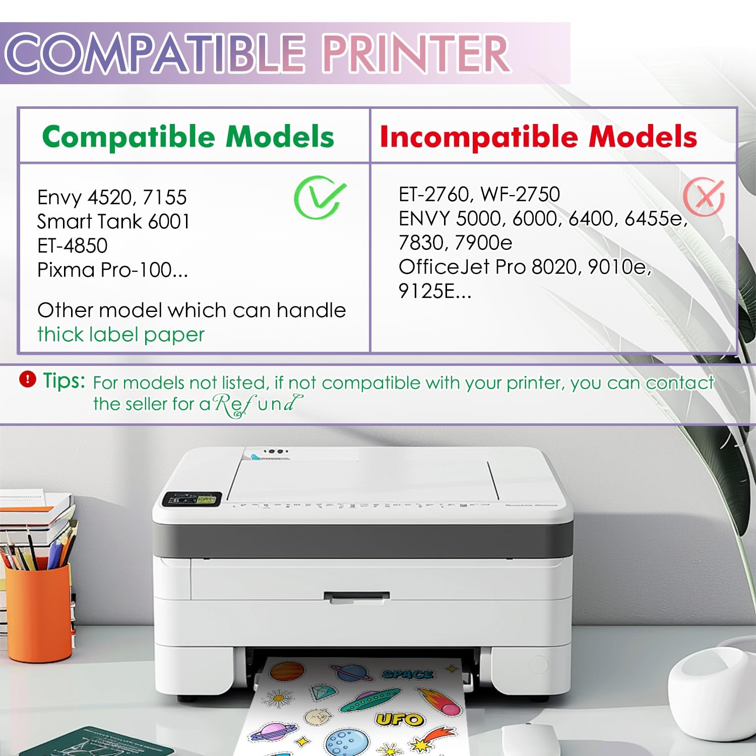Koala Printable Vinyl Sticker Paper for Inkjet Printers – 20 Sheets Glossy Wh…