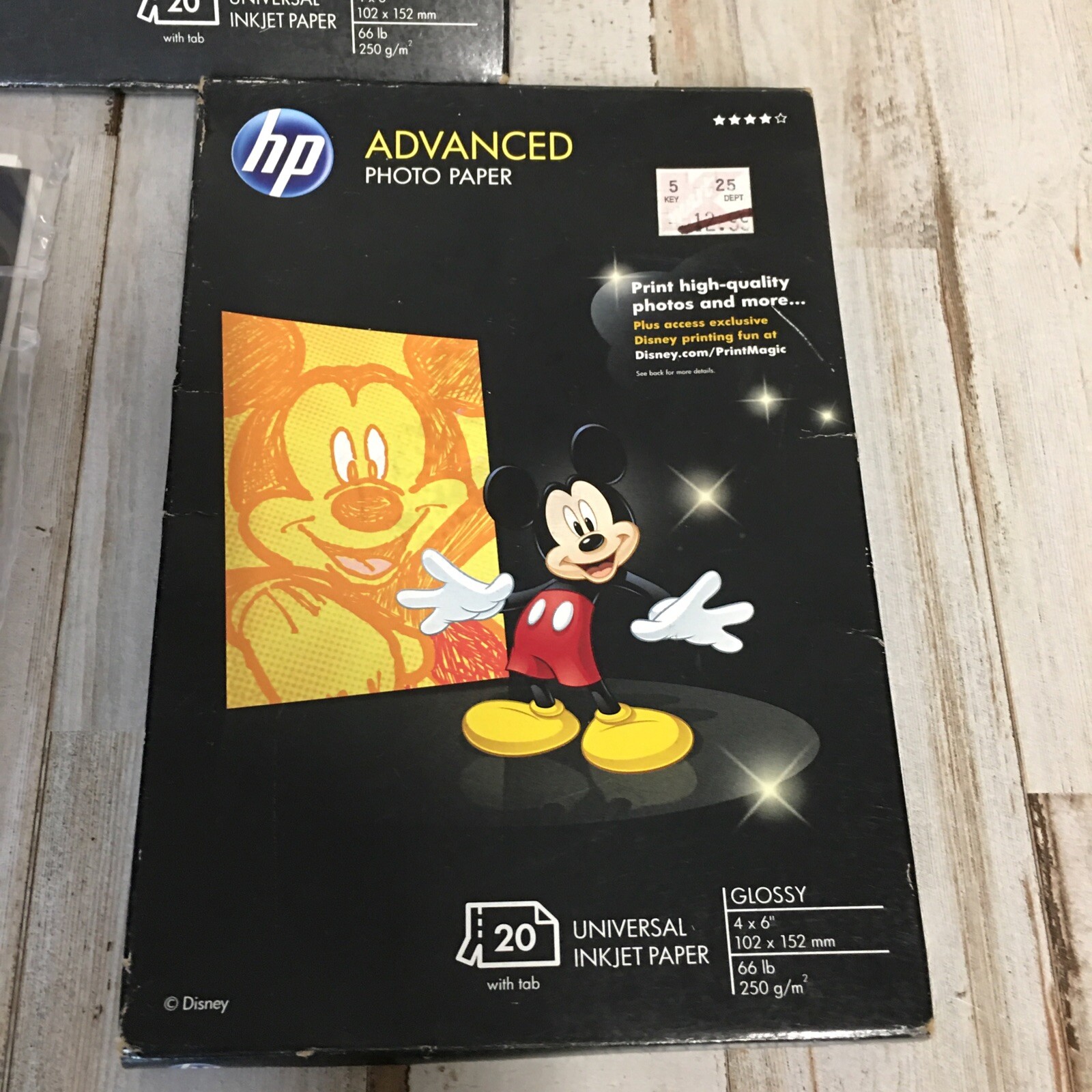 HP Advanced 4 X 6 Glossy Photo Paper Mickey Mouse On Box Cover 38 Sheets Total