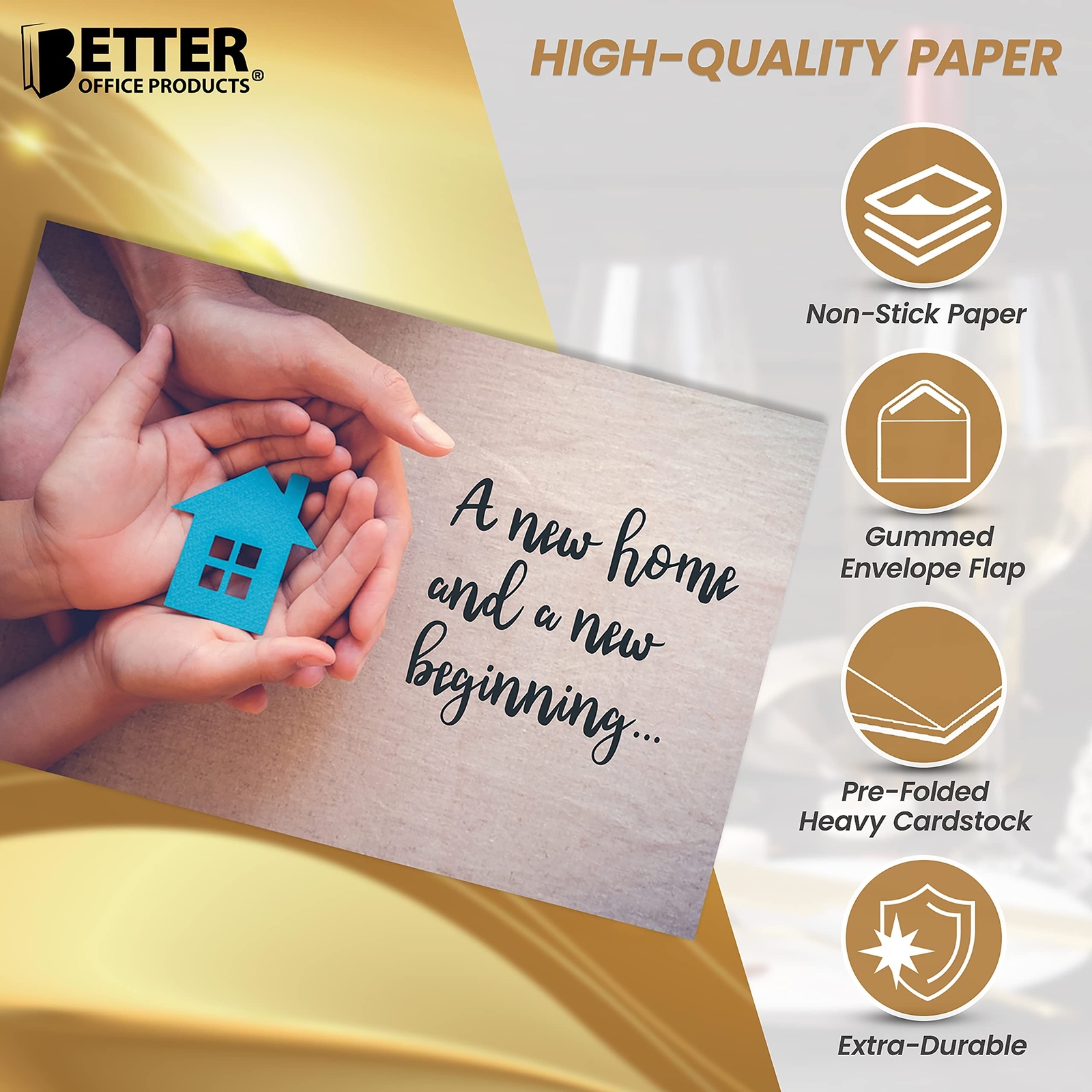 Better Office Products 25 Pack New Home Cards with Envelopes, Housewarming Ca…