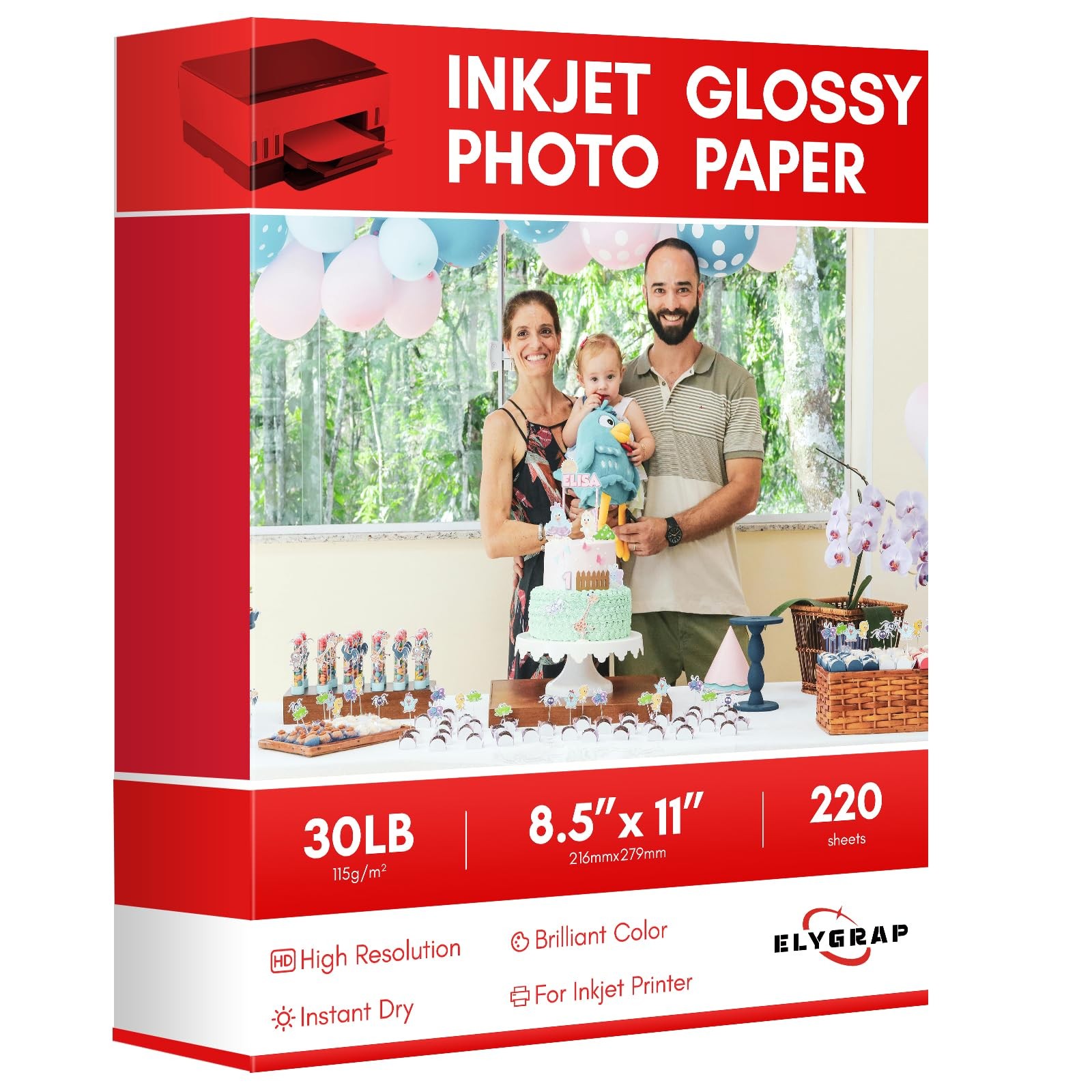 220 Sheets Glossy Thin Inkjet Printer Paper 115gsm 30Lb 8.5×11 Inches DIY