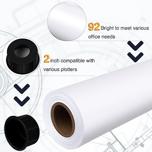 Wide Format Paper,4 Rolls Plotter 36 In x 150 Ft | 2″ Core 20lb | 4 Rolls