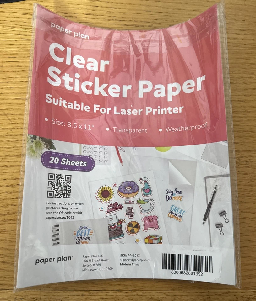 Clear Sticker Paper for Laser Printer (20 Sheets) – Vinyl Sticker Paper for L…