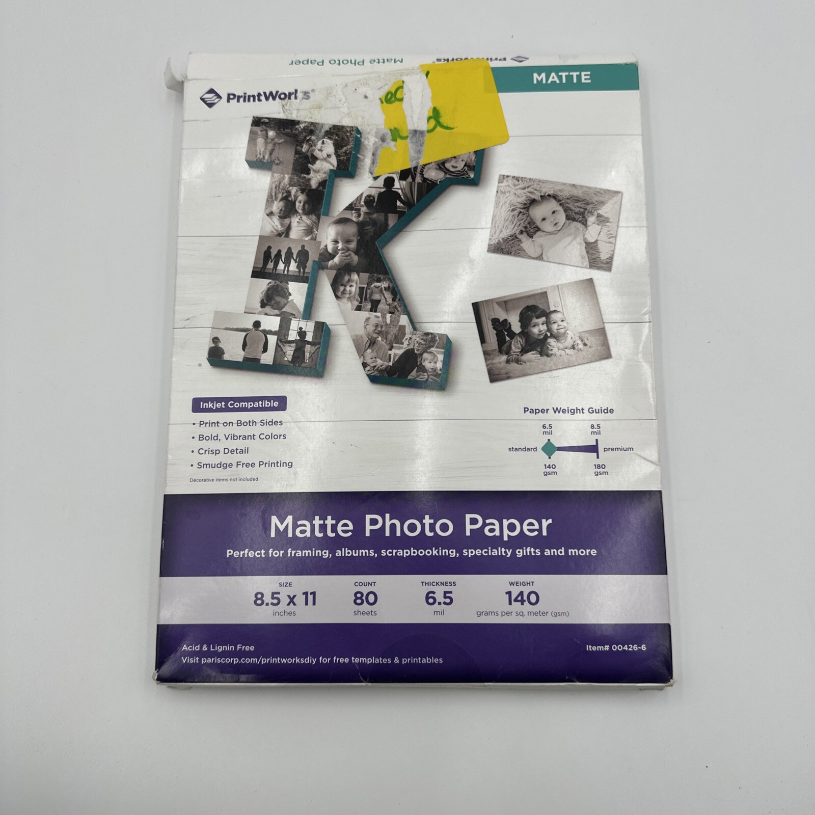 Printworks Matte Photo Paper for Inkjet Printers Printable on Both Sides 80ct