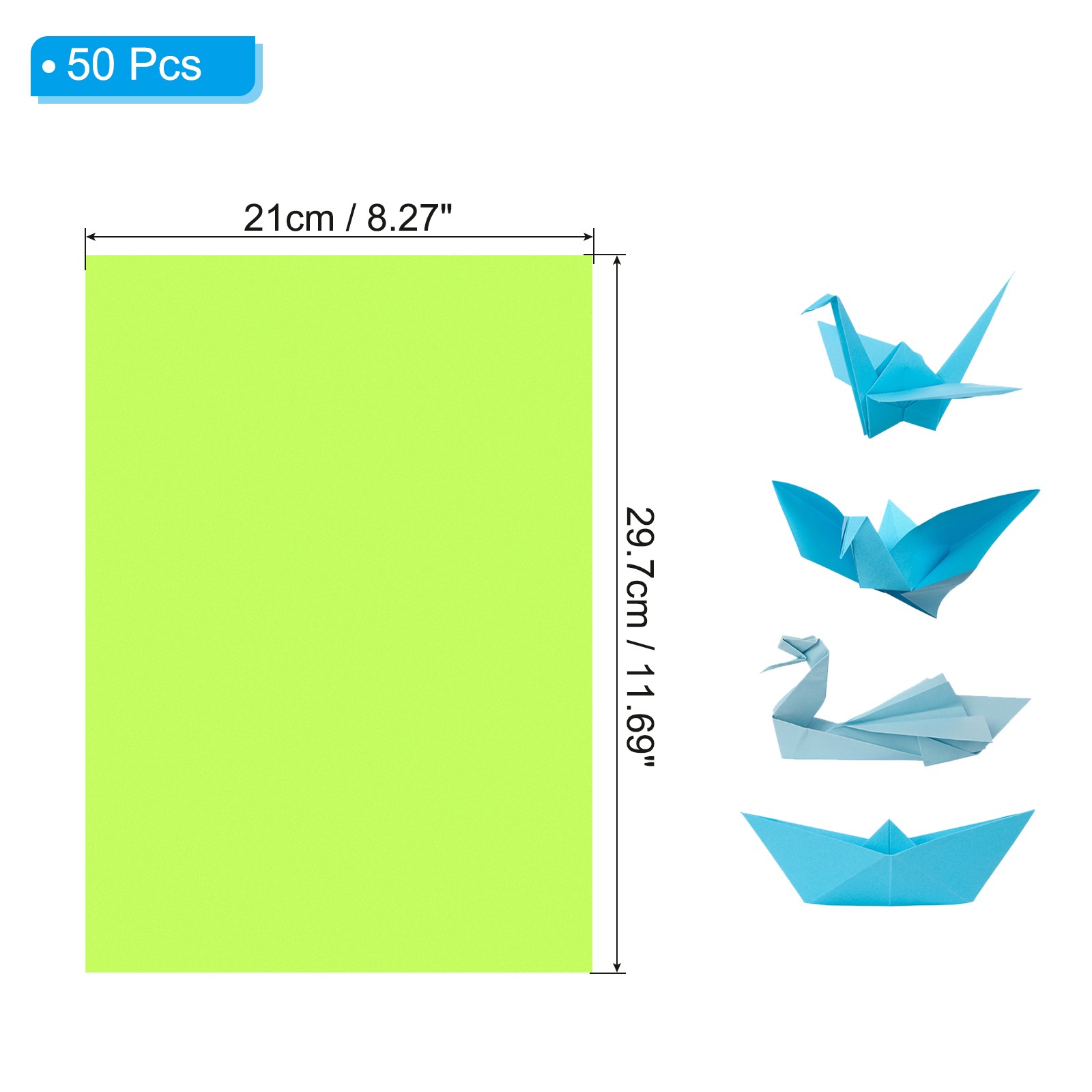 Fluorescent Green Color Copy Paper, 50 Sheets 11.7×8.3″ A4 70gsm