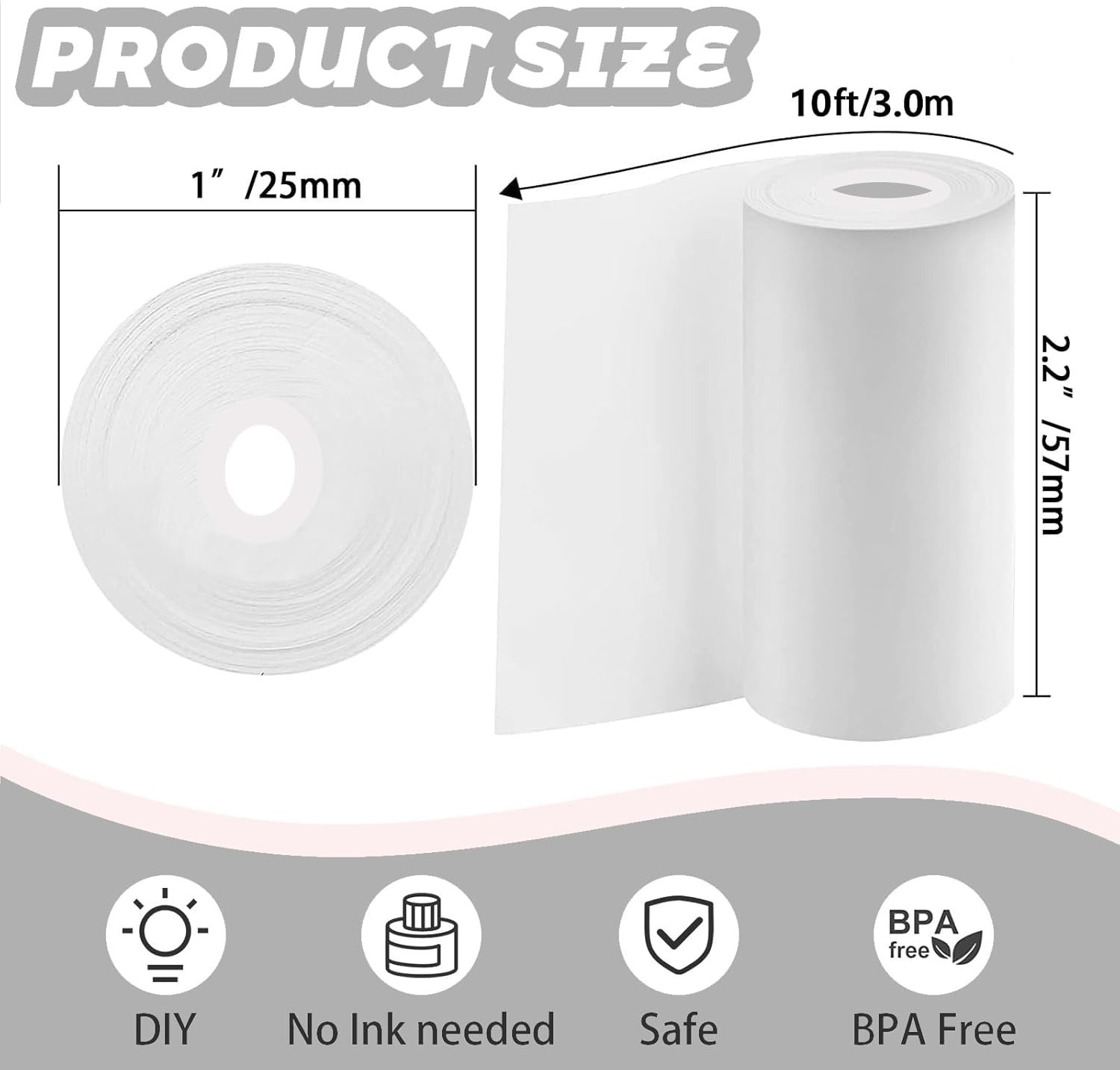 Self-Adhesive Mini Thermal Printer Stickers, 10 Rolls for Instant Printing Fun