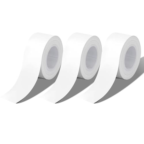 3 Rolls White Label Tape, 15mm x 4m Waterproof Label Tape Refills, Office