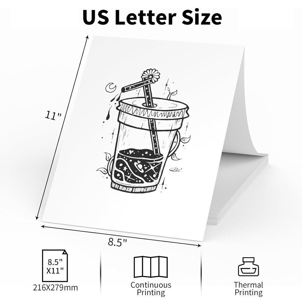 Inkless Thermal Printer Paper – 8.5×11″ Letter Size Fanfold for Shipping Labels