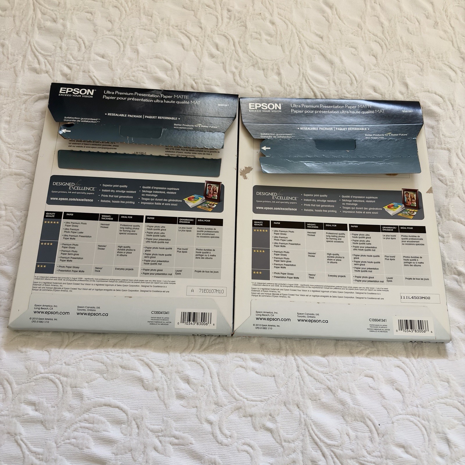 Lot Of 2 Epson Ultra Premium Presentation Paper Matte 8.5×11 50 Sheets READ